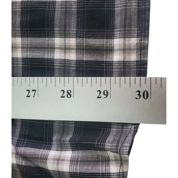 Express Button Front Shirt Mens XL Black Gray Plaid Modern Fit Neck 17.5 Casual - Picture 6 of 7